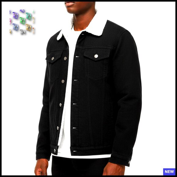 Slim Fit Denim Jacket Fleece Lined Warm Winter Trucker Coat Classic